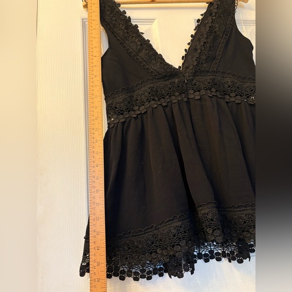 Venus black lace lined babydoll v-neck size 10 zip back top or mini dress - Picture 9 of 12